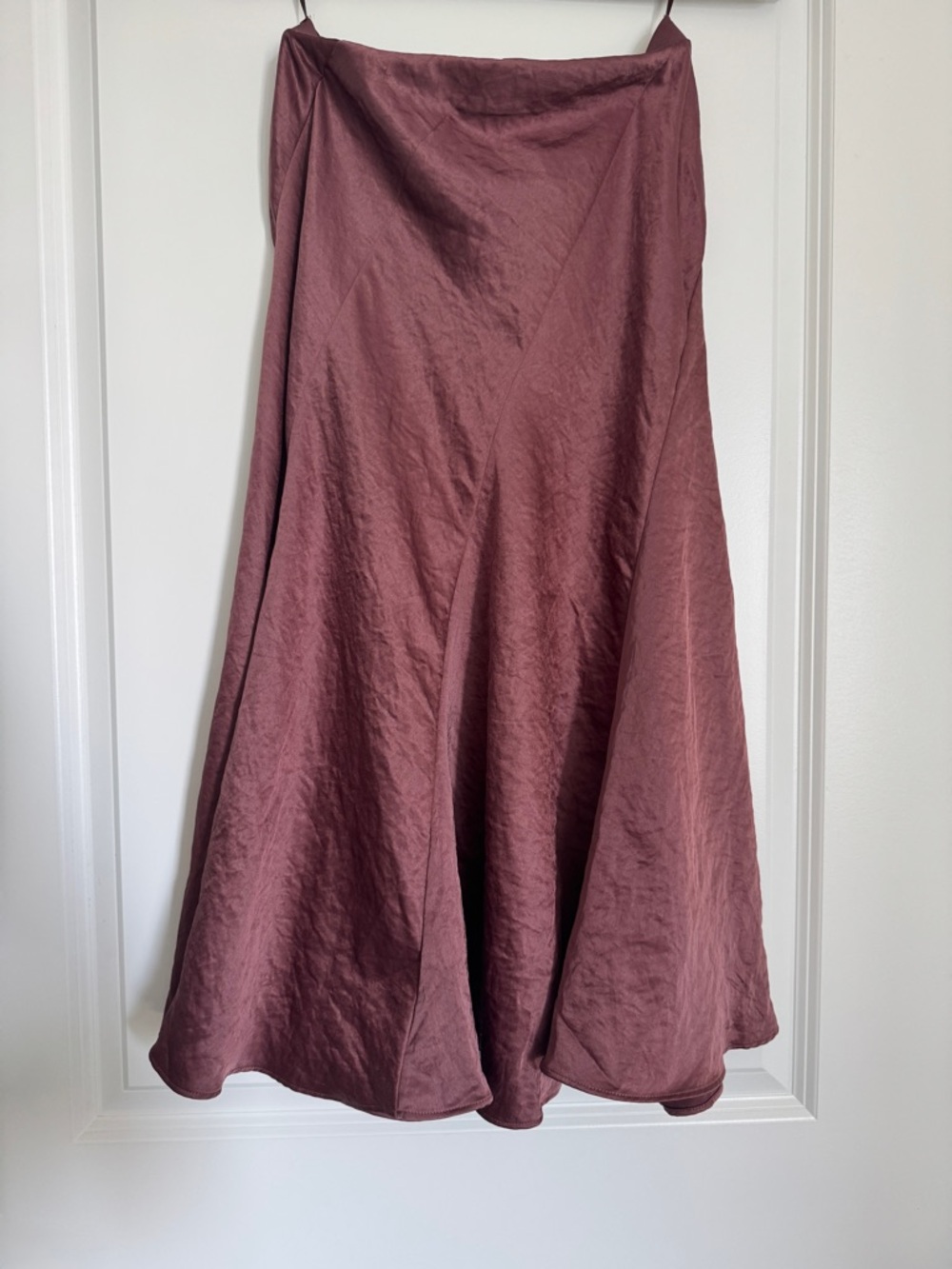 NWT! MADEWELL Women’s Bias-Cut Slip Midi Skirt in Satin, Burnt Soil, Size 2